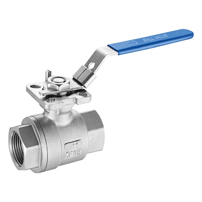 Stainless steel one-piece and three-piece threaded ball valves with manual handles